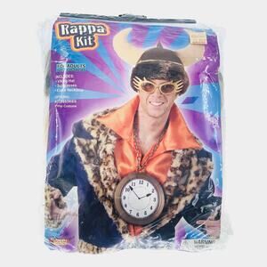 Viking Costume Adult Mens Halloween Brown Plush Hat Glitter Sunglasses Rappa Kit